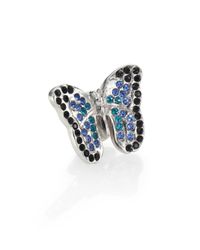 Tateossian | Multicolor Swarovski Crystal Butterfly Lapel Pin | Lyst