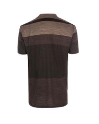 Paul Smith | Men's Brown Muted-stripe Wool T-shirt for Men | Lyst