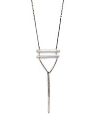 Chan Luu | Metallic 32mm-25mm White Stick Pearl & Sterling Silver Dagger Pendant Necklace | Lyst