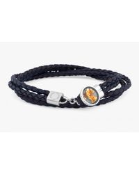 Tateossian | Gold Leaf Bracelet With Yellow Gold Leaf In Silver And Black & Brown Leather for Men | Lyst