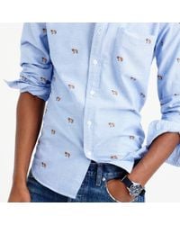 J.Crew | Blue Slim Vintage Oxford Shirt With Embroidered St. Bernards for Men | Lyst