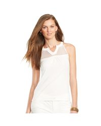 Ralph Lauren | White Mesh-yoke Cotton Tank | Lyst