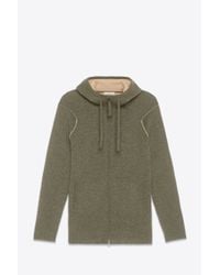Helmut Lang | Green Cashmere Hooded Cardigan | Lyst