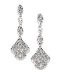 Adriana Orsini | Metallic Garden Gate Pavé Crystal Triple-drop Earrings/silvertone | Lyst