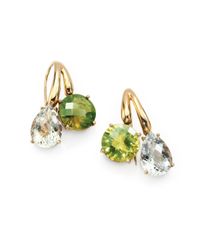 Roberto Coin | Green Amethyst Citrine 18k Yellow Gold Dual Drop Earrings | Lyst