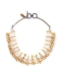 Venna | Metallic Marble Bead Crystal Chain Link Spacer Necklace | Lyst