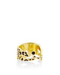 Marc Alary | Metallic 18k Yellow Gold and Black Enamel Panther Ring | Lyst