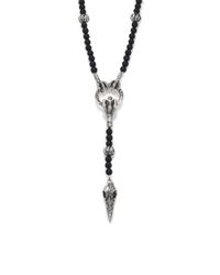 King Baby Studio | Metallic Raven Skull And Claw Ring Onyx Beaded Necklace | Lyst