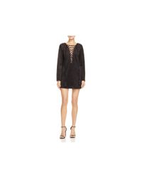 Olivaceous | Black Lace-up Faux Suede Dress | Lyst