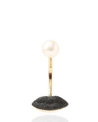 Delfina Delettrez | Black Glittered Lips & Pearl Mono Earring | Lyst
