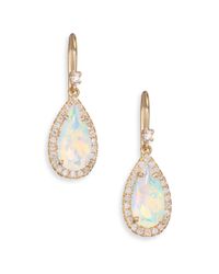 KALAN by Suzanne Kalan | Metallic Soleil Opal, Diamond & 14k Yellow Gold Pear Drop Earrings | Lyst