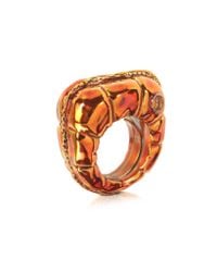 MM6 by Maison Martin Margiela - Multicolor Logo Detail Copper Women'S Ring - Lyst