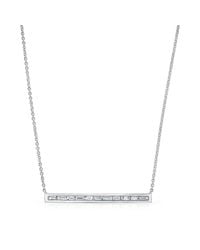 Anne Sisteron - 14kt White Gold Diamond Baguette Thin Bar Necklace - Lyst