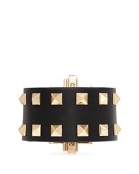 Valentino | Black 'rockstud' Tier Leather Bracelet | Lyst