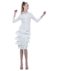 Norma Kamali | White Skirt All Over Fringe | Lyst