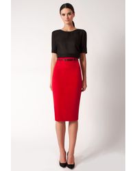 Black Halo | Red High Waist Pencil Skirt *online Exclusive* | Lyst