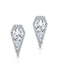 Anne Sisteron - Metallic 14kt White Gold White Topaz Diamond Shield Earrings - Lyst