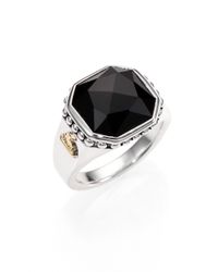 Lagos | Metallic Black Onyx Doublet Sterling Silver 18k Yellow Gold Ring | Lyst