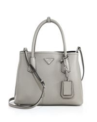 Prada | Gray Daino Small Double Bag | Lyst