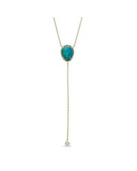 Anne Sisteron | Metallic 14kt Yellow Gold Opal Diamond Flirt Lariat Necklace | Lyst
