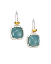 Gurhan | Blue Lentil Aquamarine 24k Yellow Gold & Sterling Silver Dangling Storm Drop Earrings | Lyst