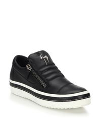 Giuseppe Zanotti | Black Leather Side-zip Sneakers | Lyst