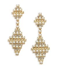 DANNIJO | Metallic Sylvie Crystal & Faux Pearl Drop Earrings | Lyst