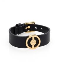 Tory Burch | Black Deco Leather Logo Bracelet | Lyst