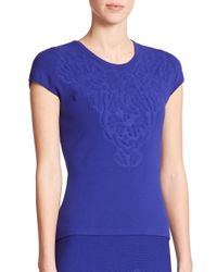 ESCADA | Blue Embossed Flower Knit Top | Lyst