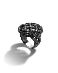 John Hardy | Black Ruthenium Plating Round Woven Braided Ring | Lyst