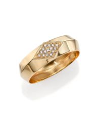 Zoe Chicco | Metallic Diamond & 14k Yellow Gold Wide Knife Edge Band Ring | Lyst