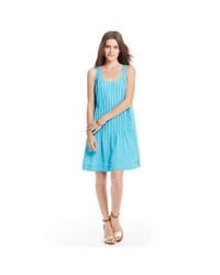 Ralph Lauren | Blue Pleated Sleeveless Dress | Lyst