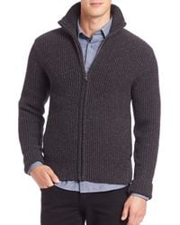 Victorinox | Black Brigade Lambswool Front Zip Cardigan for Men | Lyst