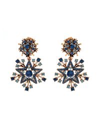 Oscar de la Renta | Black Crystal Stars Clip-on Drop Earrings | Lyst