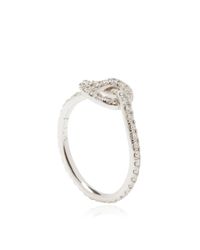 Finn | White Large Diamond Love Knot Ring | Lyst