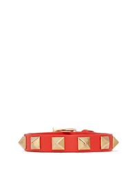 Valentino | Orange 'rockstud' Skinny Leather Bracelet | Lyst