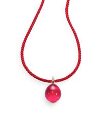 Pomellato | Pink Rouge Passion Burma Cabochon & Braided Cord Necklace | Lyst