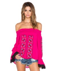 Vava By Joy Han Pink Magnolia Off The Shoulder Top