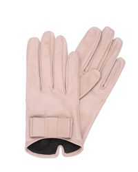 Mario Portolano | Pink Nappa Leather Gloves With Bow | Lyst