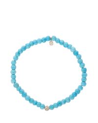 Sydney Evan | Blue Turquoise Pave Ball Bracelet | Lyst