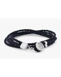 Tateossian | Blue Diamond Dust Bracelet With White Diamonds In Silver And Brown & Black Leather for Men | Lyst