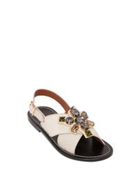 Marni | White Jeweled Ponyskin Sandals | Lyst