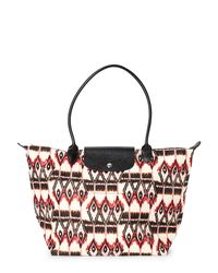 Longchamp White Ivory Le Pliage Ikat Large Tote