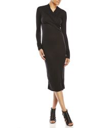 Rick Owens Lilies Black Long Sleeve Wrap Midi Dress