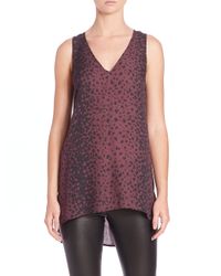 VINCE | Purple Leopard-print Silk Hi-lo Tank | Lyst