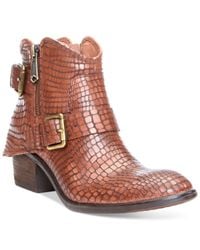 Donald J Pliner | Brown Dalis Buckle Ankle Embossed Leather Boot | Lyst