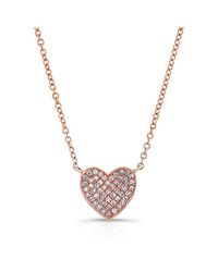Anne Sisteron - Pink 14kt Rose Gold Diamond Heart Necklace - Lyst