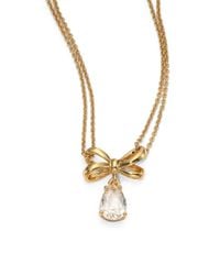 kate spade new york | Metallic Tied Up Bow Drop Pendant Necklace | Lyst