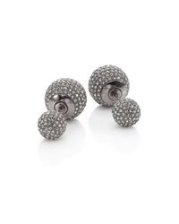Adriana Orsini | Metallic Decadence Pave Crystal Ball Two-sided Earrings/gunmetal-tone | Lyst