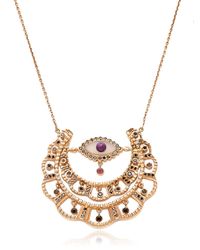Bliss Rose | Metallic Moon Talisman Agate Necklace | Lyst